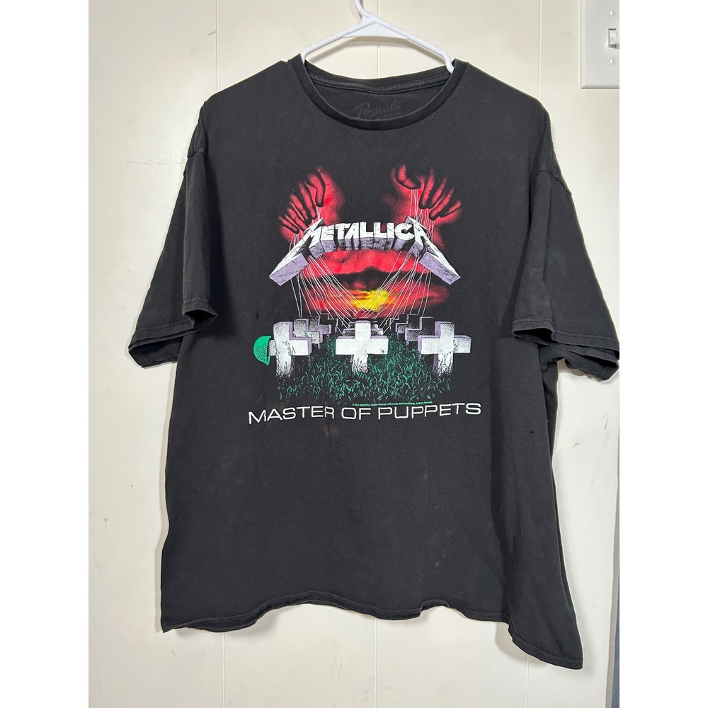 Metallica Master of Puppets Graphic T-Shirt Black Distressed 2012 Bravado Men XL